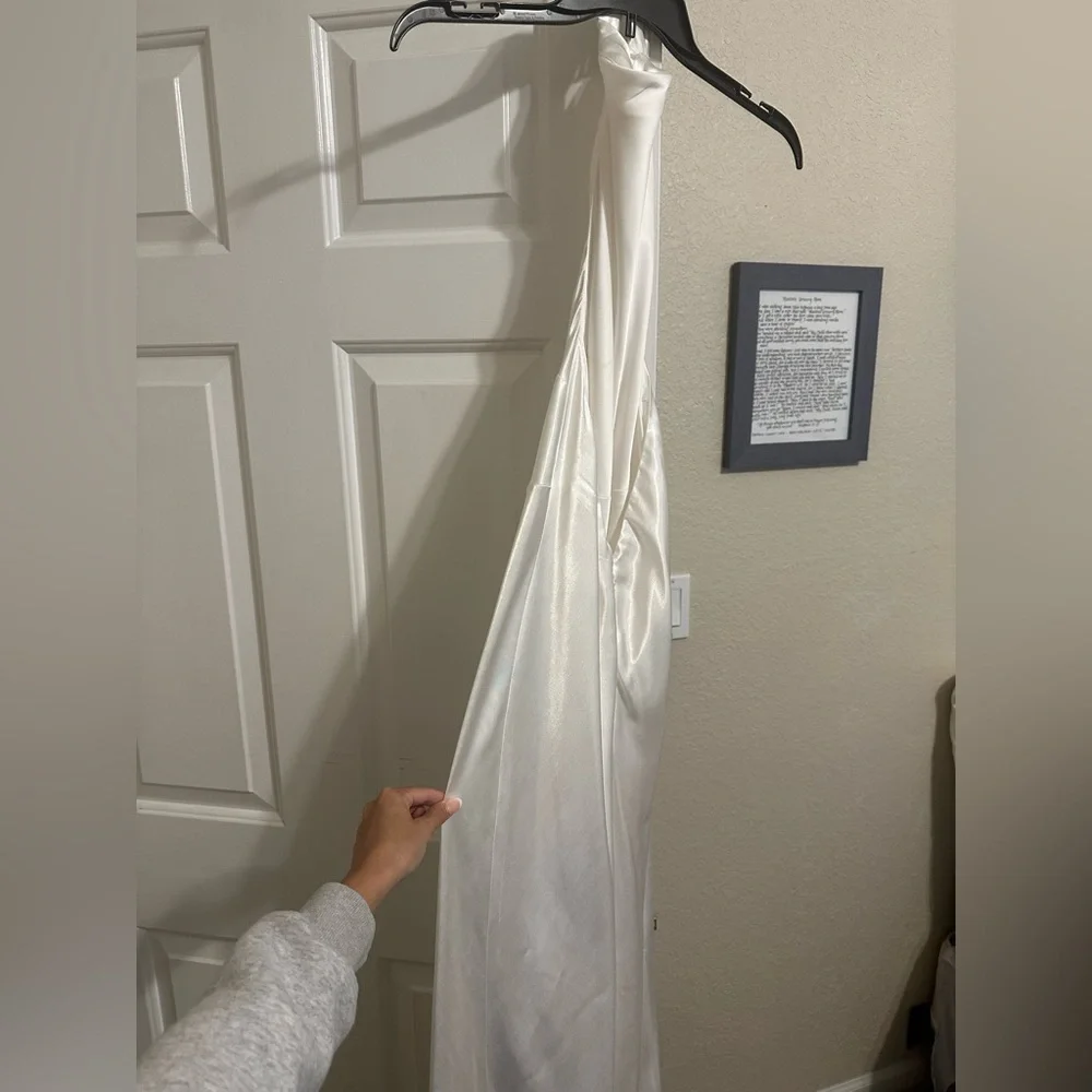 Meshki Esther Iridescent Satin Cowl Maxi Dress - Ivory - Picture 3 of 6